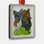 Bantam Hen Quartet Metalen Ornament (Rechts)