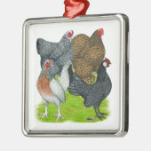 Bantam Hen Quartet Metalen Ornament (Links)