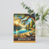Bantam Lake, Connecticut | Oude Schilderij Briefkaart (Staand voorkant)