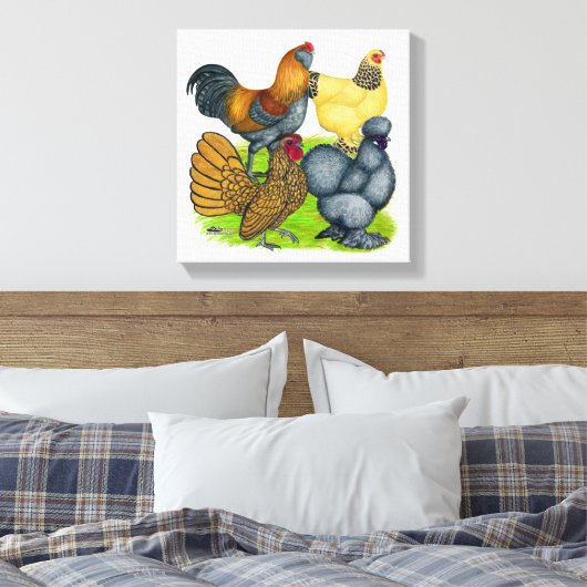 Bantam Quartet Canvas Afdruk (Insitu (Slaapkamer))