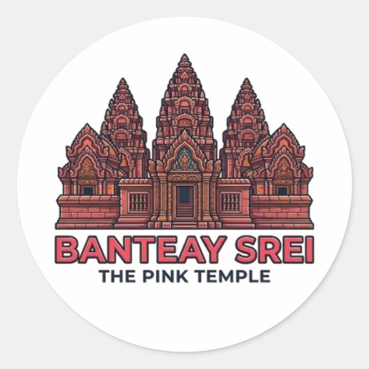 BANTEAY SREI DE ROZE TEMPEL RONDE STICKER (Voorkant)