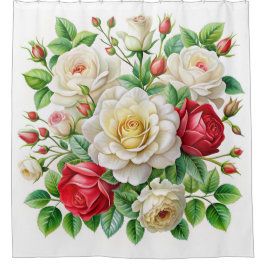 Bantry Bay Roos 4K digitale illustratie Douchegordijn