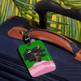 Bantu Knots. Pink and Green. Luggage tag. Bagagelabel