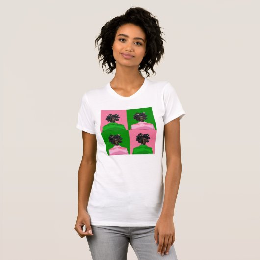 Bantu Knots. Pink & Green T-shirt (Voorkant volledig)
