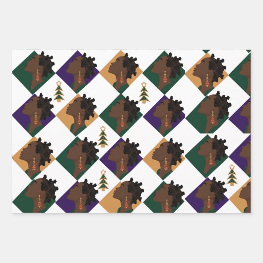 Bantu Violet Wrapping Papier Platte Blad Set van 3 Inpakpapier Vel (Voorkant 3)