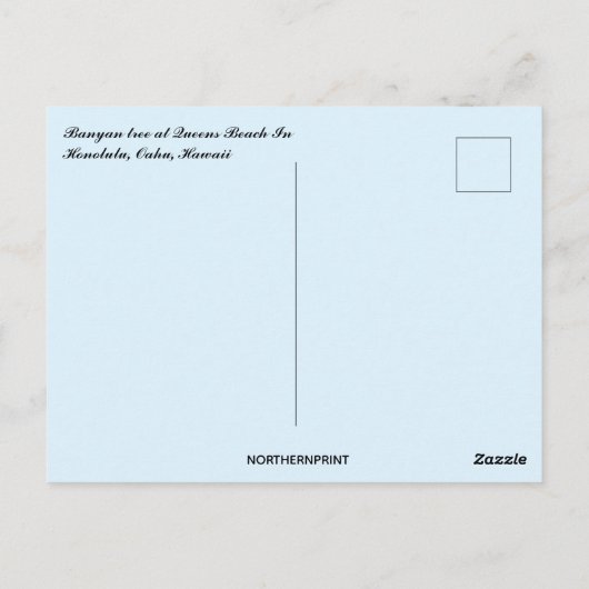 Banyan Tree Queens Beach in Honolulu, Hawaï Briefkaart (Achterkant)