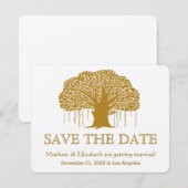 Banyan Tree Rustic Outdoor Weddenschap Save the Da Kaart (Voorkant / Achterkant)