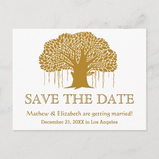 Banyan Tree Rustic Outdoor Wedding Save The Date Aankondigingskaart (Voorkant)