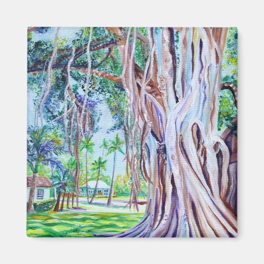 Banyanboom bij Waimea Plantation Cottages Magneet (Voorkant)