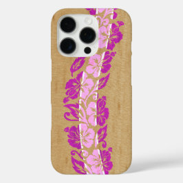 Banyans Hawaiian Hibiscus Faux Hout Surfboard Roze iPhone 16 Pro Hoesje