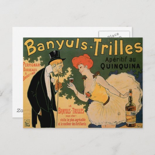 Banyuls Trilles Wine Drink en Art Briefkaart (Voorkant / Achterkant)