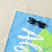 Banzai Beach Hawaiian Hibiscus Bloemen - Blauw Strandlaken (In situ)