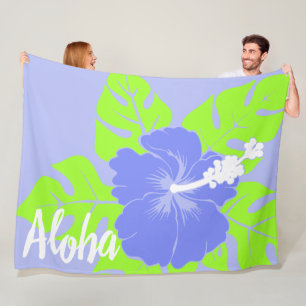 Banzai Beach Hawaiian Hibiscus Floral Aloha - Peri Fleece Deken