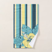 Banzai Beach Hawaiian Hibiscus Floral and Stripe Bad Handdoek (Handdoek)