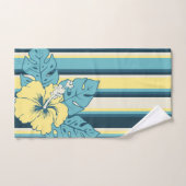 Banzai Beach Hawaiian Hibiscus Floral and Stripe Bad Handdoek (Handdoek)