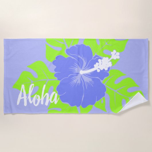 Banzai Beach Hawaiian Hibiscus Floral - Lavender Strandlaken (Voorkant)