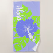 Banzai Beach Hawaiian Hibiscus Floral - Lavender Strandlaken (Voorkant)