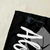 Banzai Beach Hawaiian Hibiscus Floral - zwart Strandlaken (In situ)