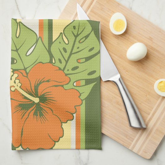Banzai Beach Hawaiian Hibiscus keukenhanddoek (Quarter Fold)