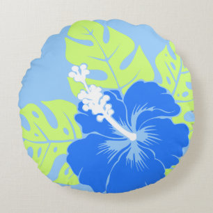 Banzai Beach Hawaiian Hibiscus Reversible Rond Kussen