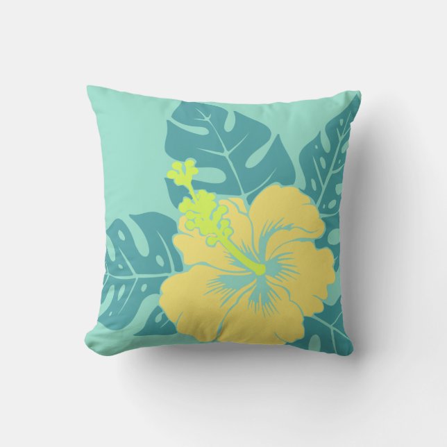 Banzai Beach Hawaiian Hibiscus Square Kussens (Voorkant)
