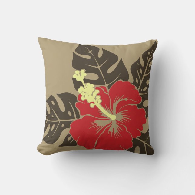 Banzai Beach Hawaiian Hibiscus Square Kussens (Voorkant)