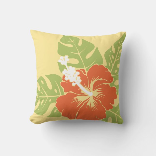 Banzai Beach Hawaiian Hibiscus Vierkante Kussens (Voorkant)