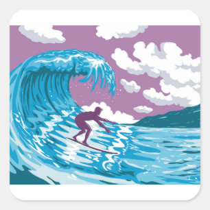 Banzai-pijpleiding bij Ehukai Beach Park Hawaii WP Vierkante Sticker