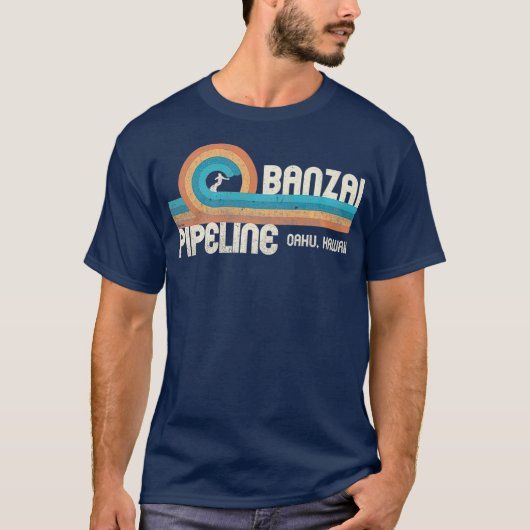 Banzai Pipeline 80s Graphic North Shore Hawaii T-shirt (Voorkant)