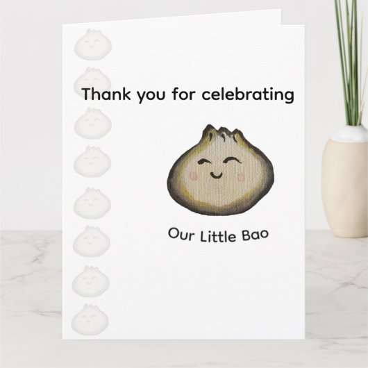 Bao Dumpling Verjaardagsfeest Dank Je Bedankkaart (Voorkant)