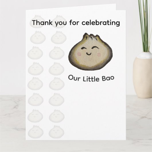 Bao Dumpling Verjaardagsfeest Dank Je Bedankkaart (Voorkant)