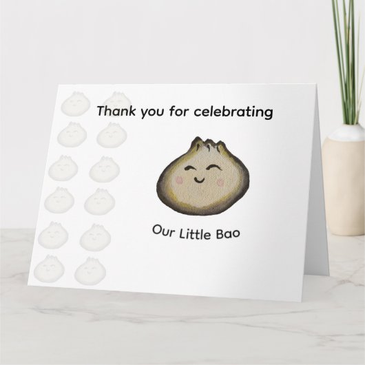 Bao Dumpling Verjaardagsfeest Dank Je Bedankkaart (Voorkant)