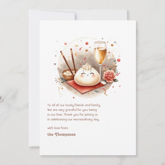 Bao in de Oven Schattige Little Dumpling Baby show Bedankkaart (Achterkant)