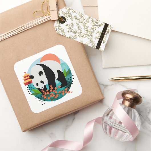 BAO SHI - Panda -stickers 2 maten Vierkante Sticker (Geschenken)