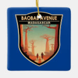 Baobab Avenue Madagascar Reisbadge Keramisch Ornament<br><div class="desc">Avenue van de Baobabs vector kunst ontwerp. De Avenue des Baobabs of Alley des Baobabs is een prominente groep baobabs van Grandidier langs de onverharde weg nr. 8 tussen Morondava en Belon'i Tsiribihina.</div>