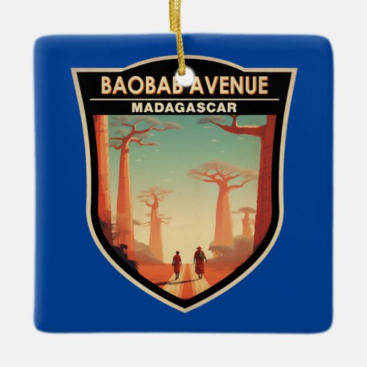 Baobab Avenue Madagascar Reisbadge Keramisch Ornament (Voorkant)