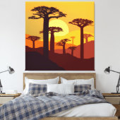 Baobab bij zonsondergang canvas afdruk (Insitu (Slaapkamer))