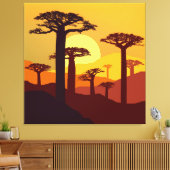 Baobab bij zonsondergang canvas afdruk (Insitu (Woonkamer))