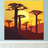 Baobab bij zonsondergang canvas afdruk (Insitu (Houten vloer))