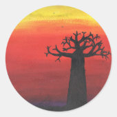 Baobab Silhouette Ronde Sticker (Voorkant)