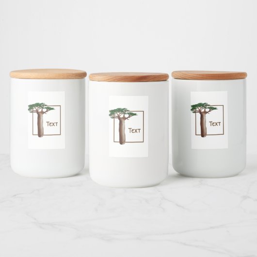 Baobab Tree Custom Eten en Drank Label Set Voedselcontainer Etiket (Flessen)
