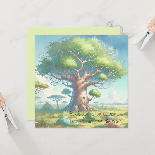 Baobab Tree & Quote Kaart (Voorkant / Achterkant in situ)