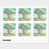 Baobab Tree & Quote Vierkante Sticker (Vel)