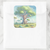 Baobab Tree & Quote Vierkante Sticker (Tas)