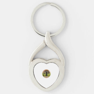 Baobabboom en Giraffe Retro African Sunset Sleutelhanger
