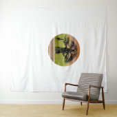 Baobabboom en Giraffe Retro African Sunset Wandkleed (In Situ (horizontaal))