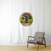 Baobabboom en Giraffe Retro African Sunset Wandkleed (In situ)