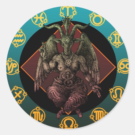 baphomet2 ronde sticker (Voorkant)