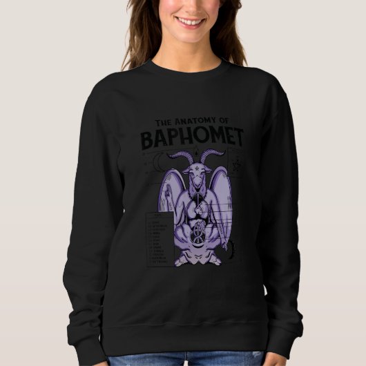 Baphomet Anatomy Satanic Satan Goat Devil Goth Gra Trui (Voorkant)
