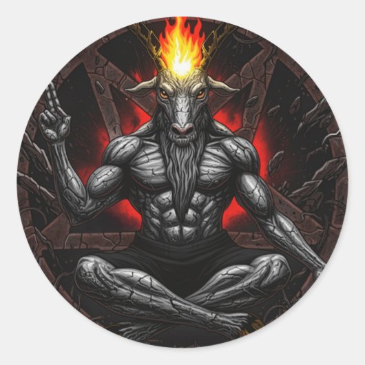 Baphomet Ascant: Dark Wisdom Ronde Sticker (Voorkant)